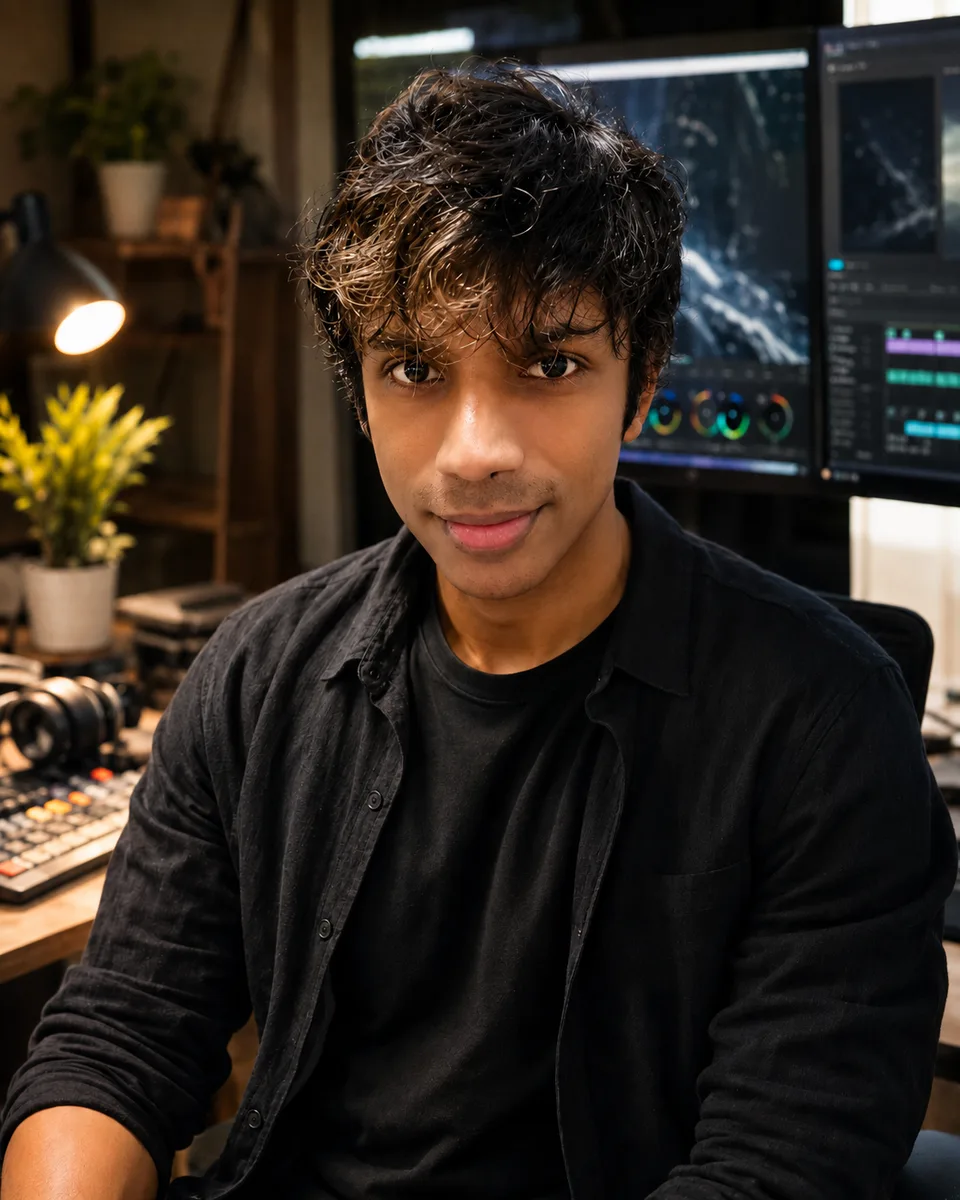 Lakmal in a creative editing workspace