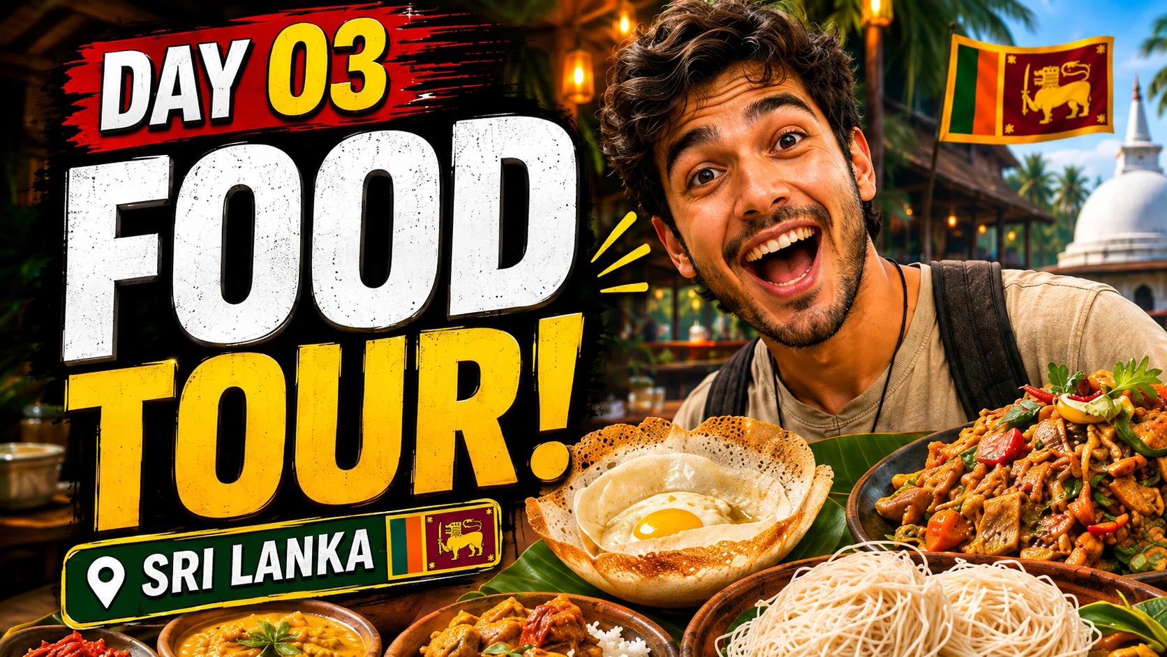 Sri Lanka food travel thumbnail concept